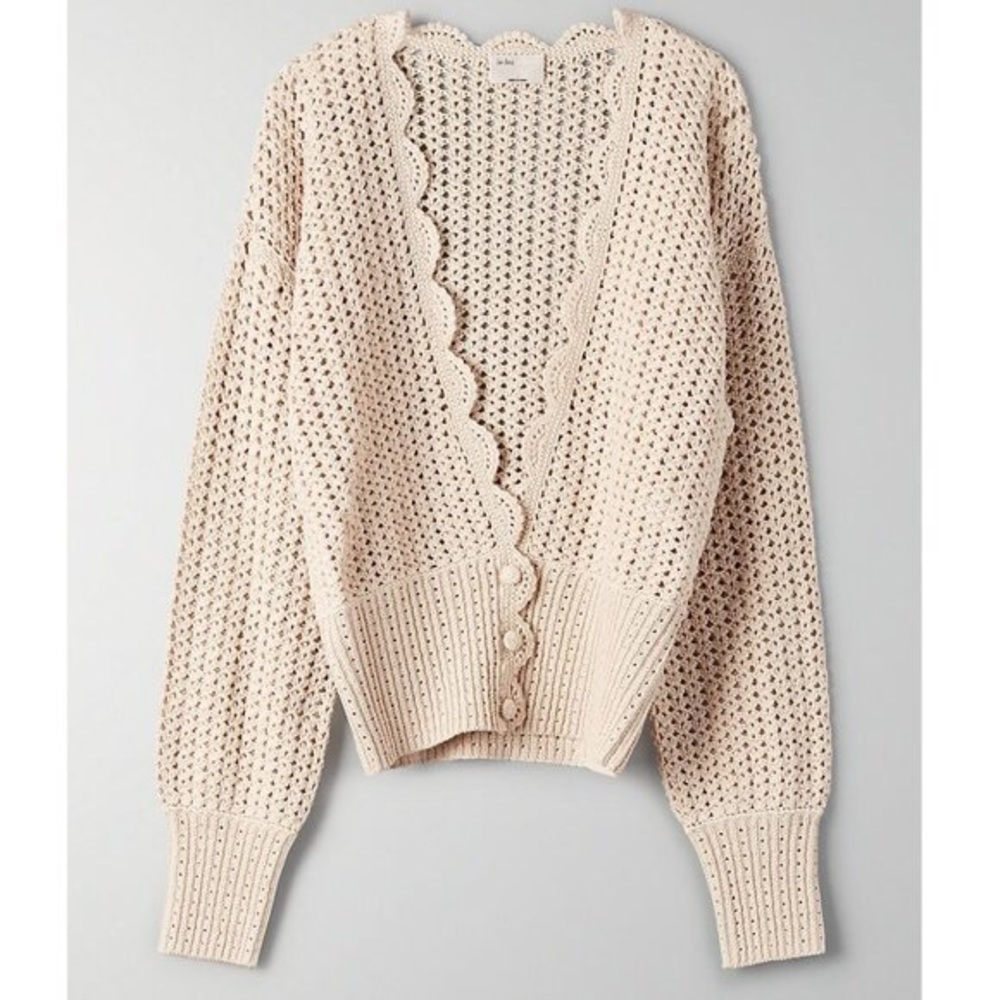 Le Fou Wilfred Avelina scalloped sweater, beige, small